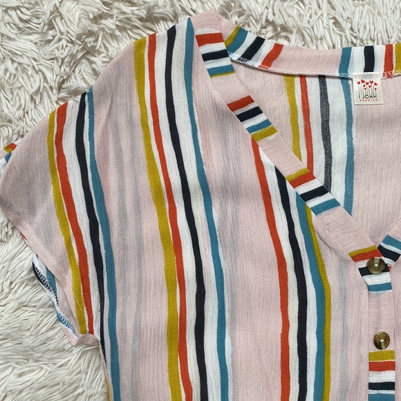 🎉HP🎉 I Joah Tie Hem Button Down Blouse 💗 Pink & Multi - Picture 6 of 13